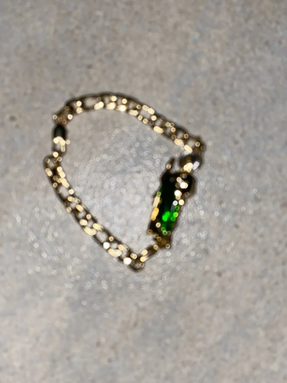 Gold Link Bracelet with Green Gem Accent